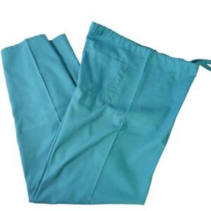 Simply Basic Womens Size S Teal Blue Pull-on Scrub Pants w Drawstring Waist
